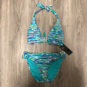 NWT Mossimo Bathing Suit Bikini Women's Size Small Halter Top Size Medium Bottom